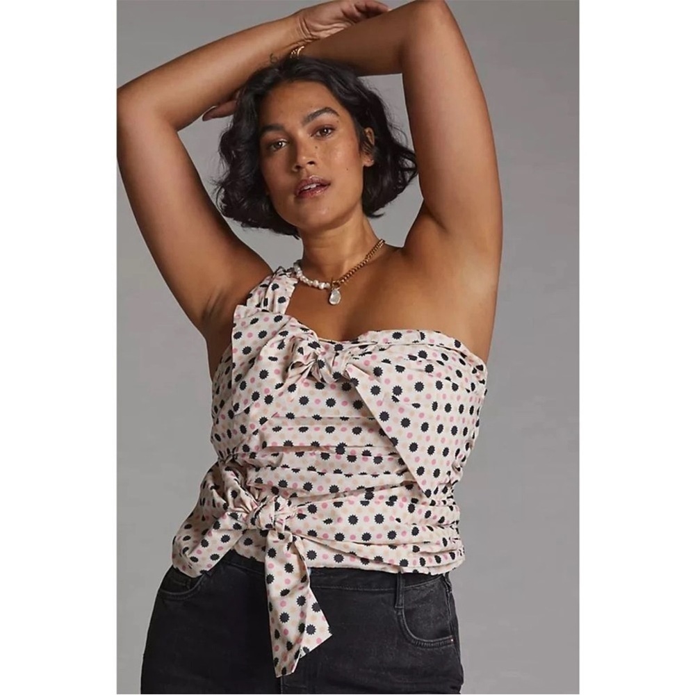 Anthropologie Maeve Bow-Tie One-Shoulder Tank Printed Plus Size 26W New NWT